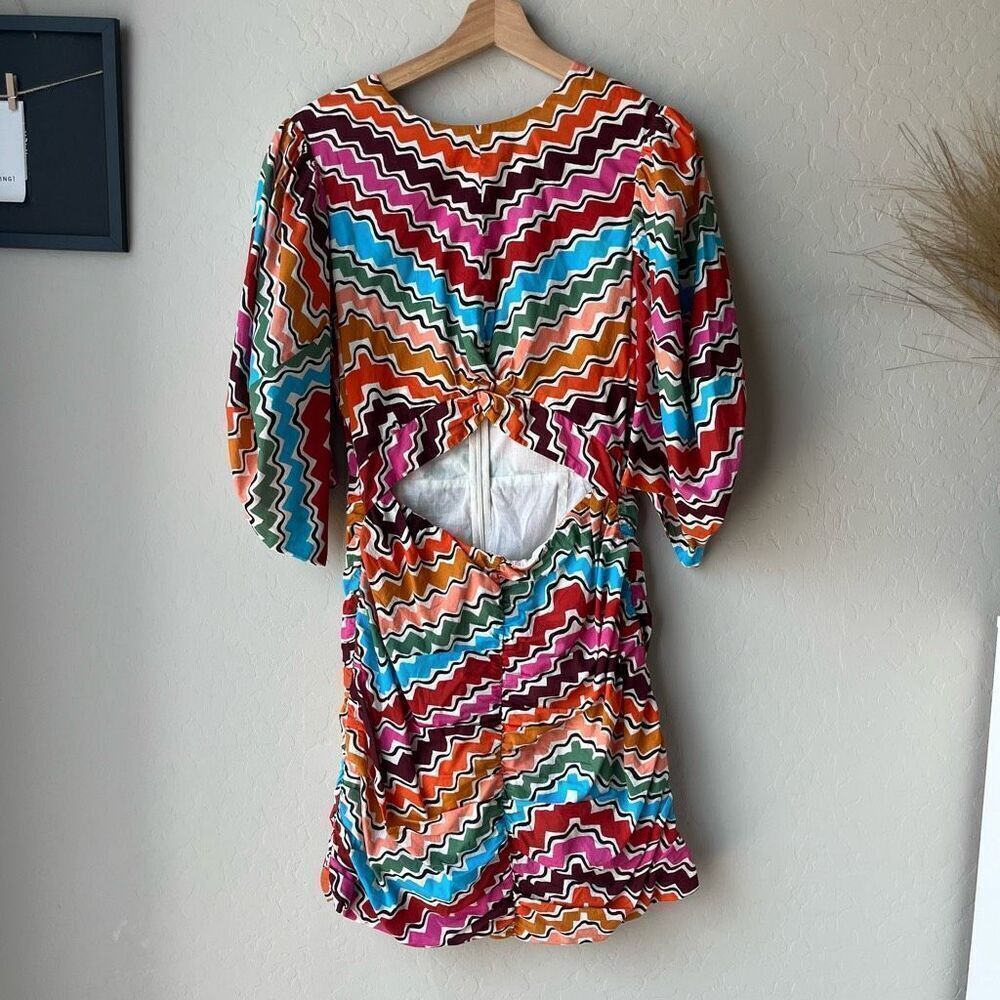 NWT Rhode Dress Abstract Cut Out Isla Ric Rac Chevron Print Mini Dress Size 8